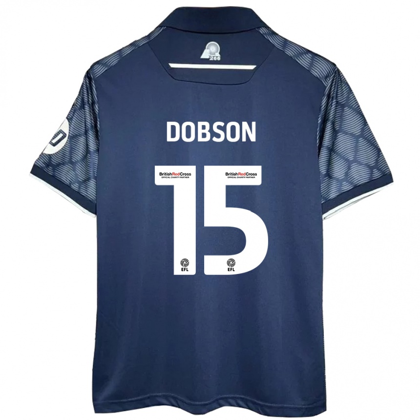 Gyermek Labdarúgás George Dobson #15 Fekete Idegenbeli Jersey 2024/25 Mez Póló Ing