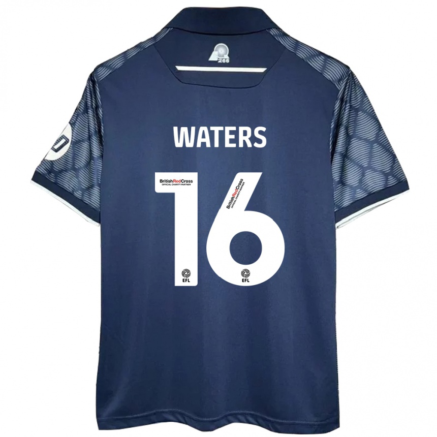 Gyermek Labdarúgás Billy Waters #16 Fekete Idegenbeli Jersey 2024/25 Mez Póló Ing