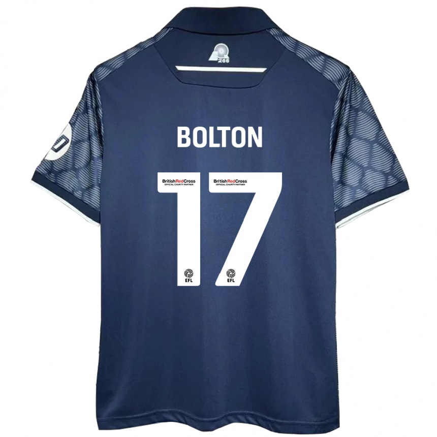 Gyermek Labdarúgás Luke Bolton #17 Fekete Idegenbeli Jersey 2024/25 Mez Póló Ing