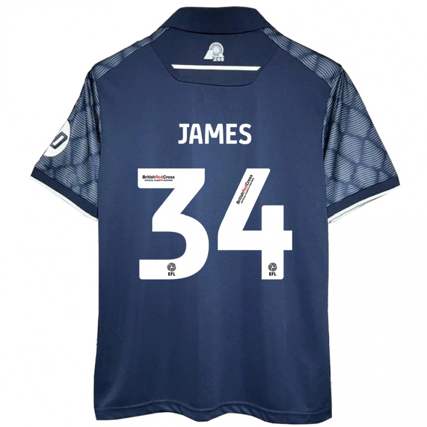 Gyermek Labdarúgás Aaron James #34 Fekete Idegenbeli Jersey 2024/25 Mez Póló Ing