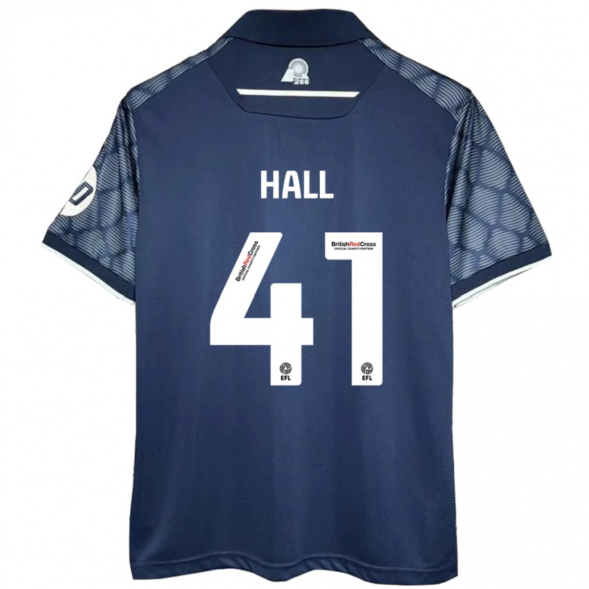 Gyermek Labdarúgás Liam Hall #41 Fekete Idegenbeli Jersey 2024/25 Mez Póló Ing