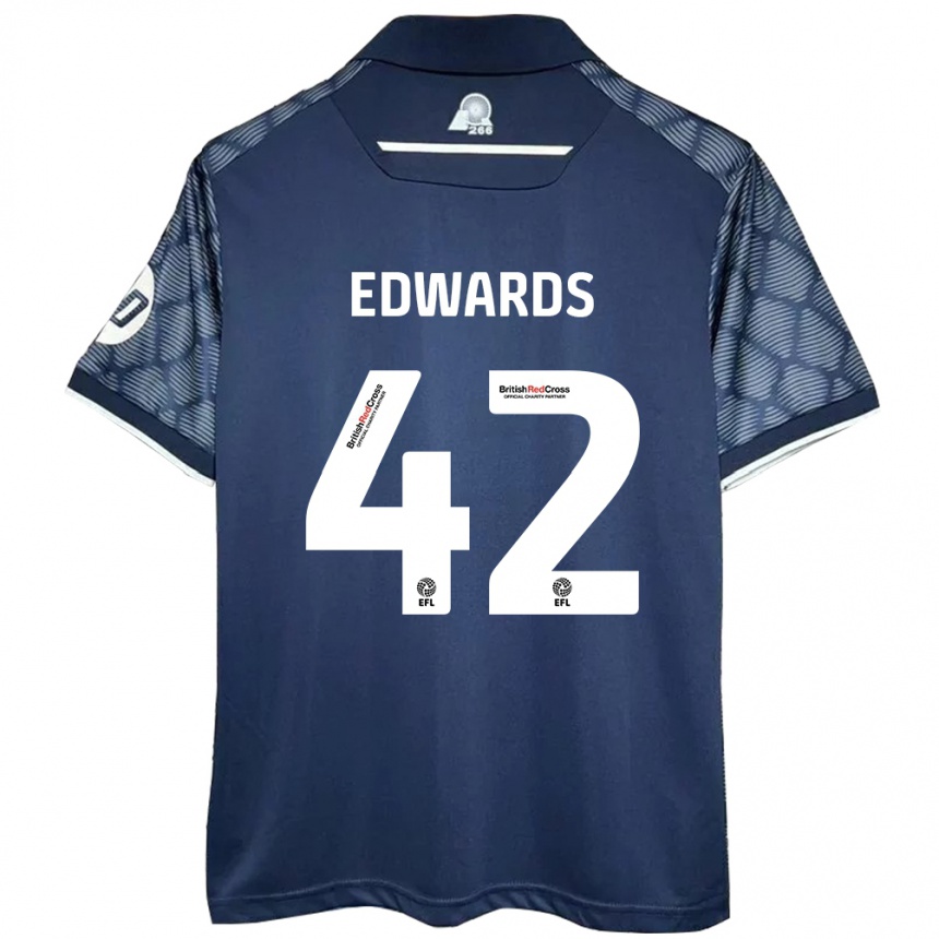 Gyermek Labdarúgás Callum Edwards #42 Fekete Idegenbeli Jersey 2024/25 Mez Póló Ing