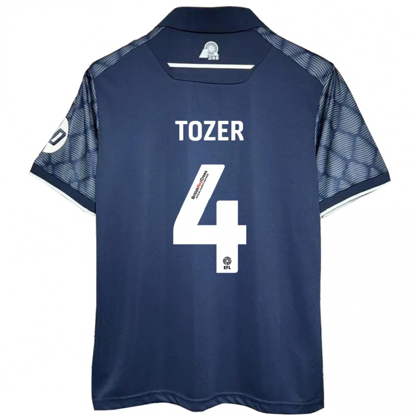 Gyermek Labdarúgás Ben Tozer #4 Fekete Idegenbeli Jersey 2024/25 Mez Póló Ing