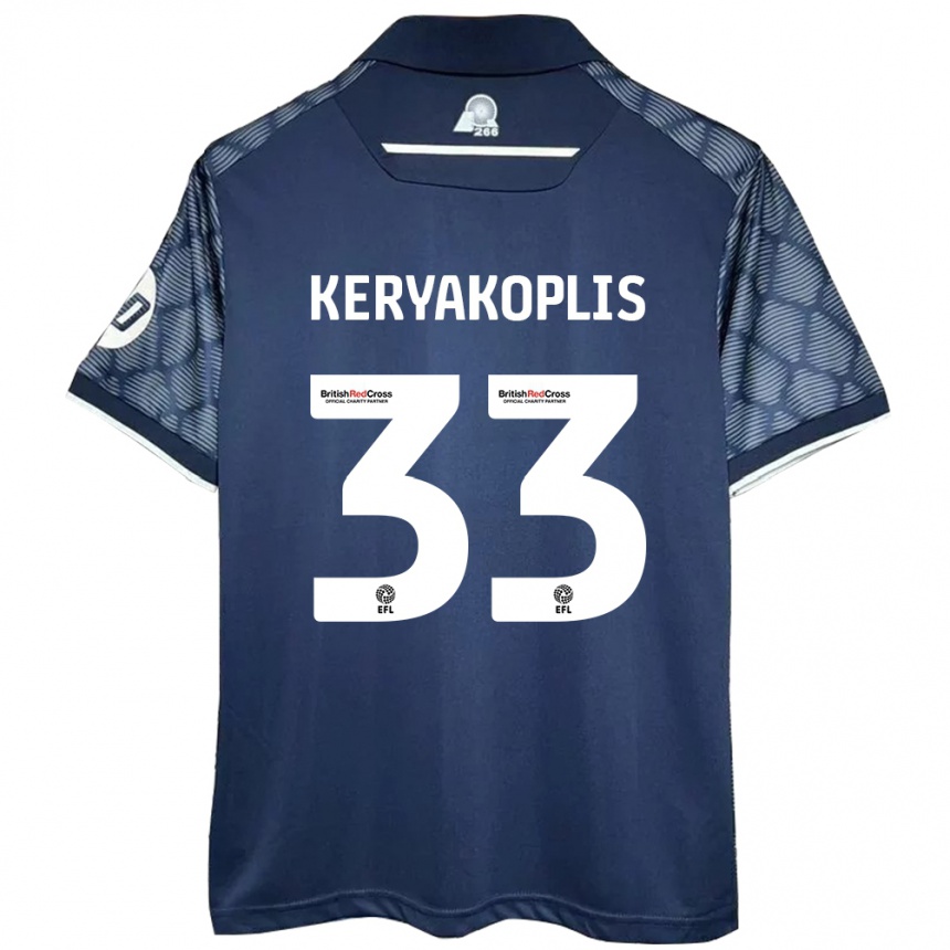 Gyermek Labdarúgás Hannah Keryakoplis #33 Fekete Idegenbeli Jersey 2024/25 Mez Póló Ing