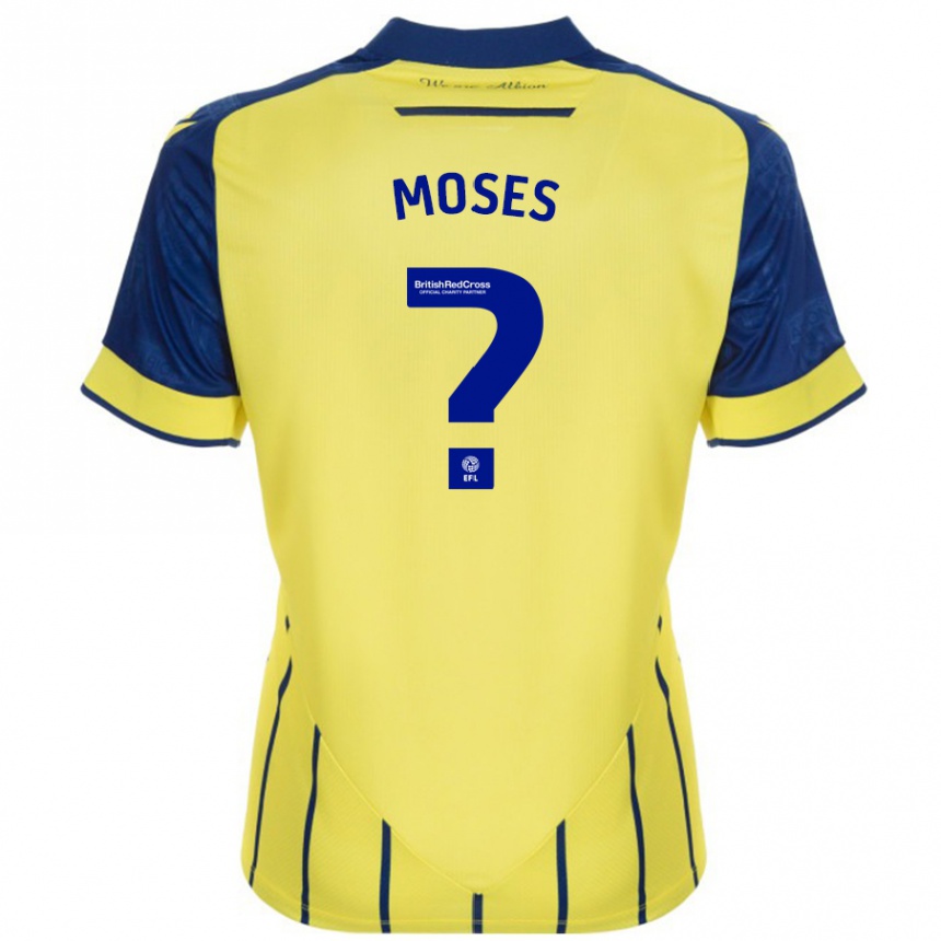 Gyermek Labdarúgás Maxwell Moses #0 Sárga Kék Idegenbeli Jersey 2024/25 Mez Póló Ing