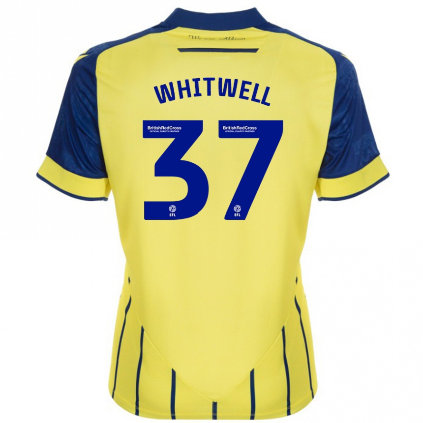 Gyermek Labdarúgás Harry Whitwell #37 Sárga Kék Idegenbeli Jersey 2024/25 Mez Póló Ing