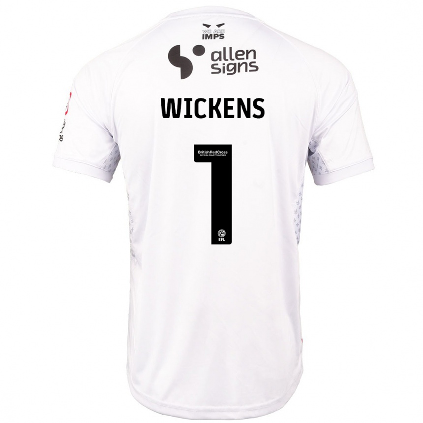 Gyermek Labdarúgás George Wickens #1 Piros Fehér Idegenbeli Jersey 2024/25 Mez Póló Ing