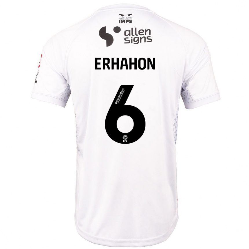 Gyermek Labdarúgás Ethan Erhahon #6 Piros Fehér Idegenbeli Jersey 2024/25 Mez Póló Ing