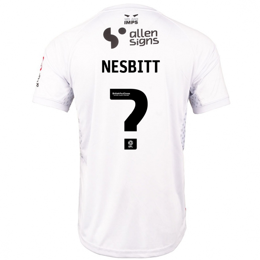 Gyermek Labdarúgás Tom Nesbitt #0 Piros Fehér Idegenbeli Jersey 2024/25 Mez Póló Ing