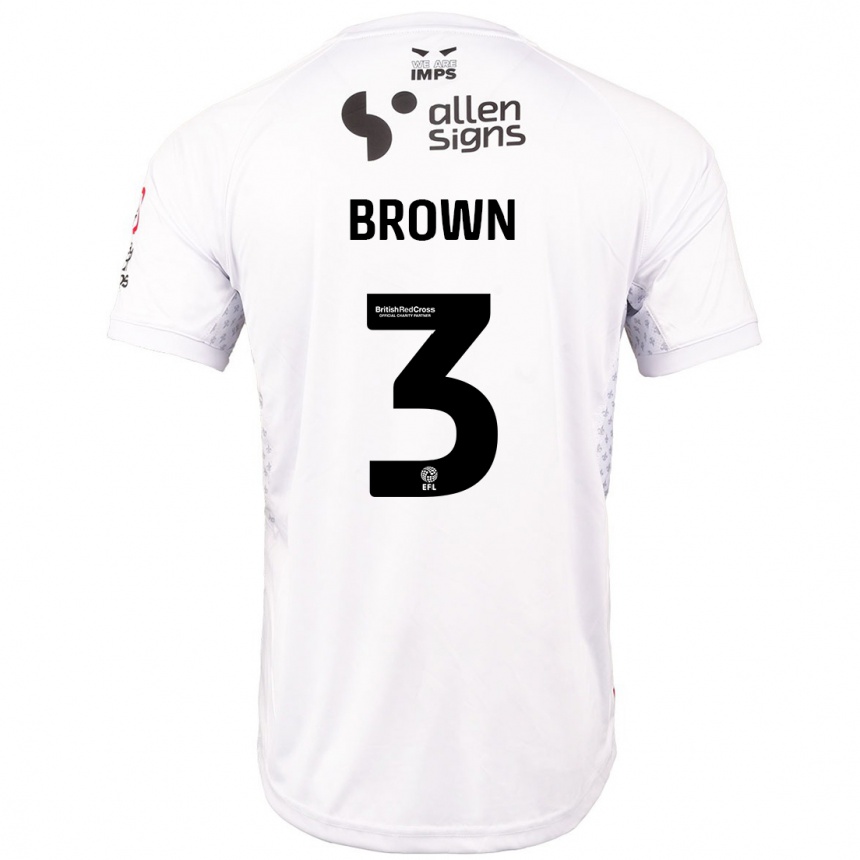 Gyermek Labdarúgás Jaden Brown #3 Piros Fehér Idegenbeli Jersey 2024/25 Mez Póló Ing