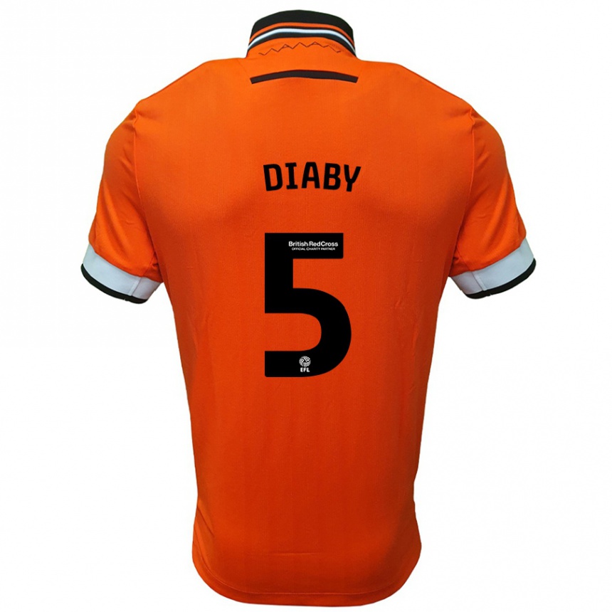 Gyermek Labdarúgás Bambo Diaby #5 Narancssárga Fehér Idegenbeli Jersey 2024/25 Mez Póló Ing