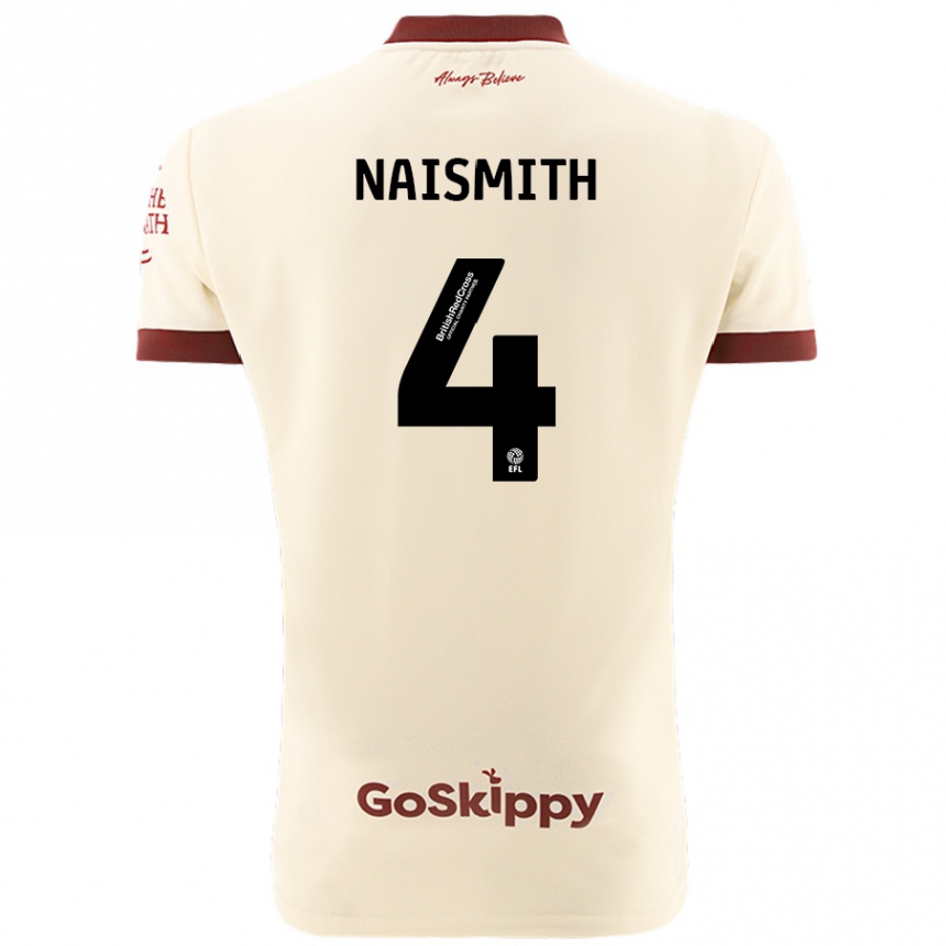 Gyermek Labdarúgás Kal Naismith #4 Krém Fehér Idegenbeli Jersey 2024/25 Mez Póló Ing