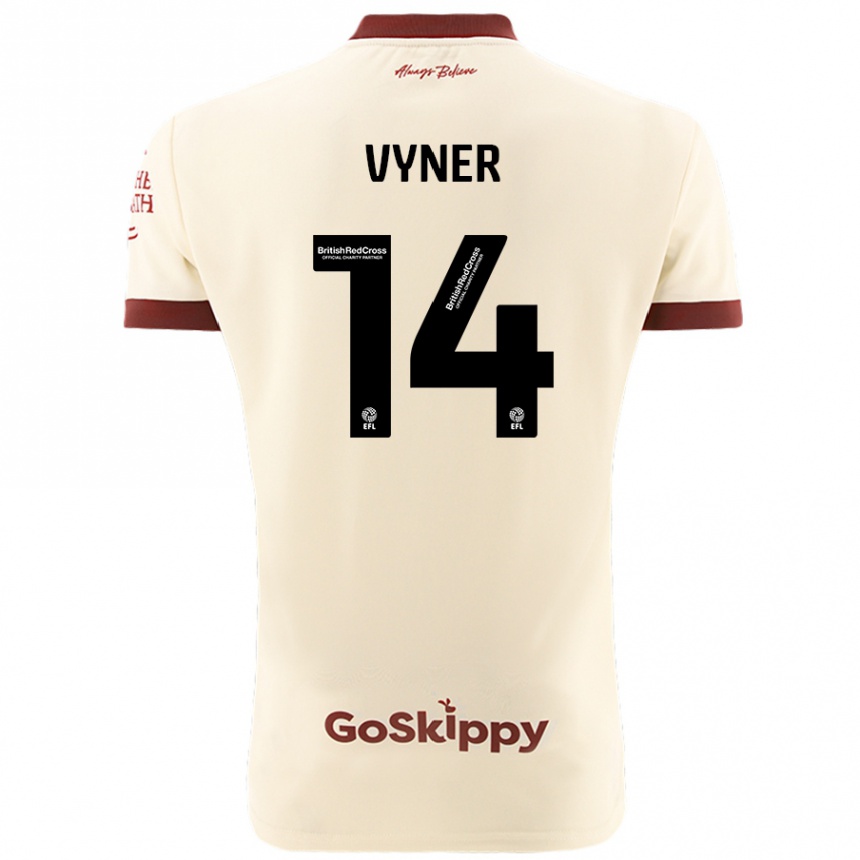 Gyermek Labdarúgás Zak Vyner #14 Krém Fehér Idegenbeli Jersey 2024/25 Mez Póló Ing