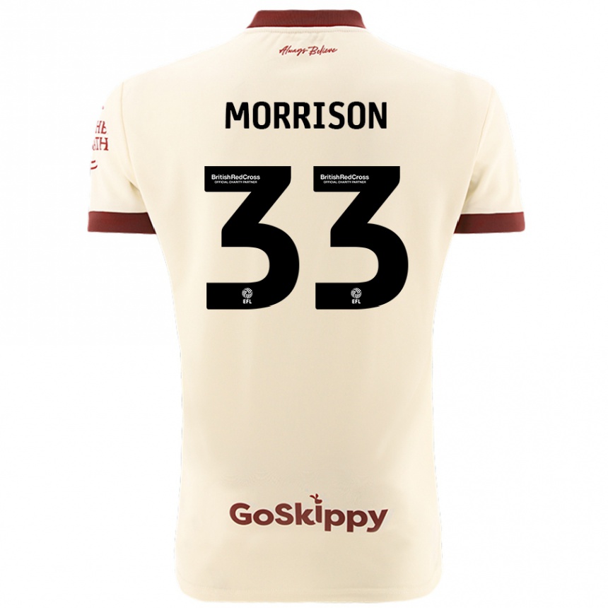 Gyermek Labdarúgás Elijah Morrison #33 Krém Fehér Idegenbeli Jersey 2024/25 Mez Póló Ing