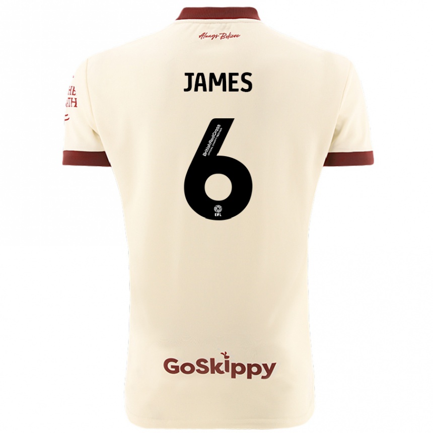 Gyermek Labdarúgás Matty James #6 Krém Fehér Idegenbeli Jersey 2024/25 Mez Póló Ing