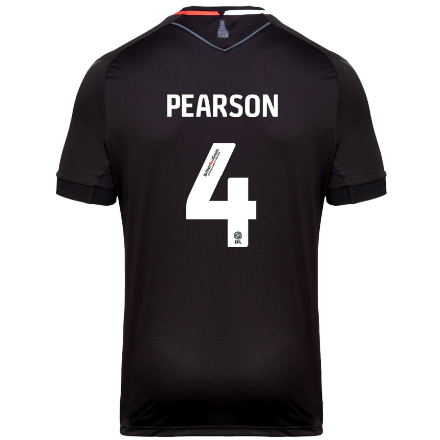 Gyermek Labdarúgás Ben Pearson #4 Fekete Idegenbeli Jersey 2024/25 Mez Póló Ing