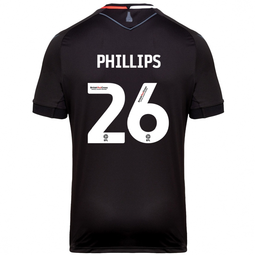 Gyermek Labdarúgás Ashley Phillips #26 Fekete Idegenbeli Jersey 2024/25 Mez Póló Ing