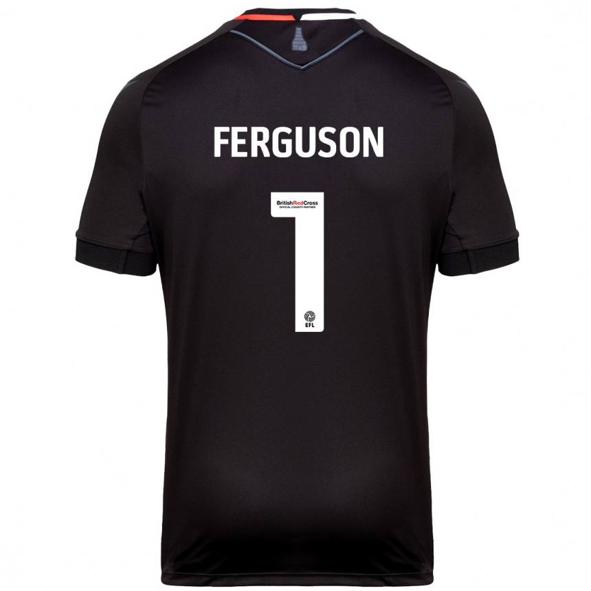 Gyermek Labdarúgás Georgie Ferguson #1 Fekete Idegenbeli Jersey 2024/25 Mez Póló Ing