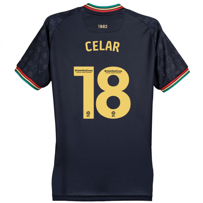 Gyermek Labdarúgás Zan Celar #18 Sötét Sötétkék Idegenbeli Jersey 2024/25 Mez Póló Ing