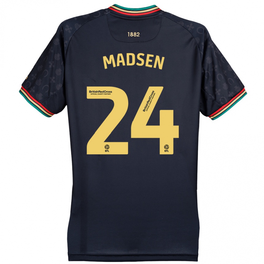 Gyermek Labdarúgás Nicolas Madsen #24 Sötét Sötétkék Idegenbeli Jersey 2024/25 Mez Póló Ing