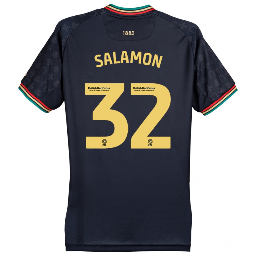 Gyermek Labdarúgás Matteo Salamon #32 Sötét Sötétkék Idegenbeli Jersey 2024/25 Mez Póló Ing