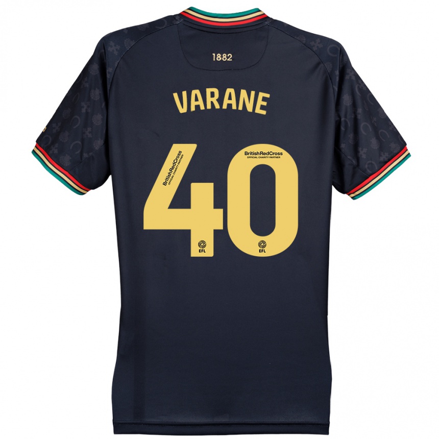 Gyermek Labdarúgás Jonathan Varane #40 Sötét Sötétkék Idegenbeli Jersey 2024/25 Mez Póló Ing