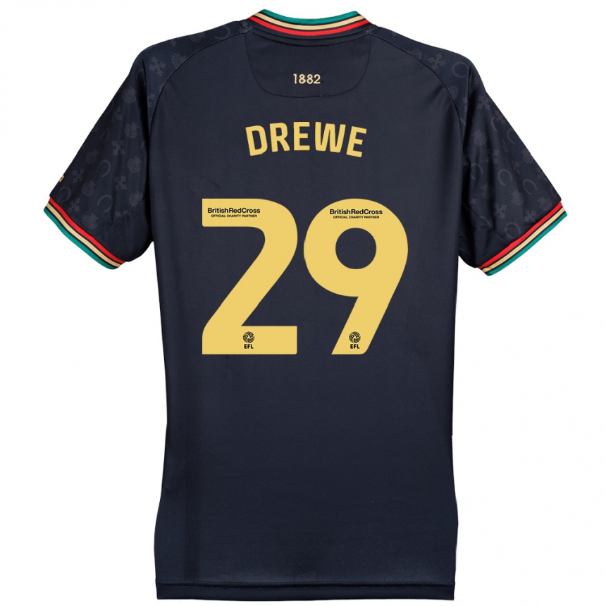 Gyermek Labdarúgás Aaron Drewe #29 Sötét Sötétkék Idegenbeli Jersey 2024/25 Mez Póló Ing