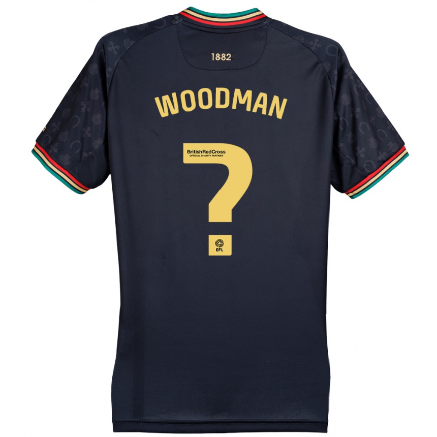 Gyermek Labdarúgás Deon Woodman #0 Sötét Sötétkék Idegenbeli Jersey 2024/25 Mez Póló Ing