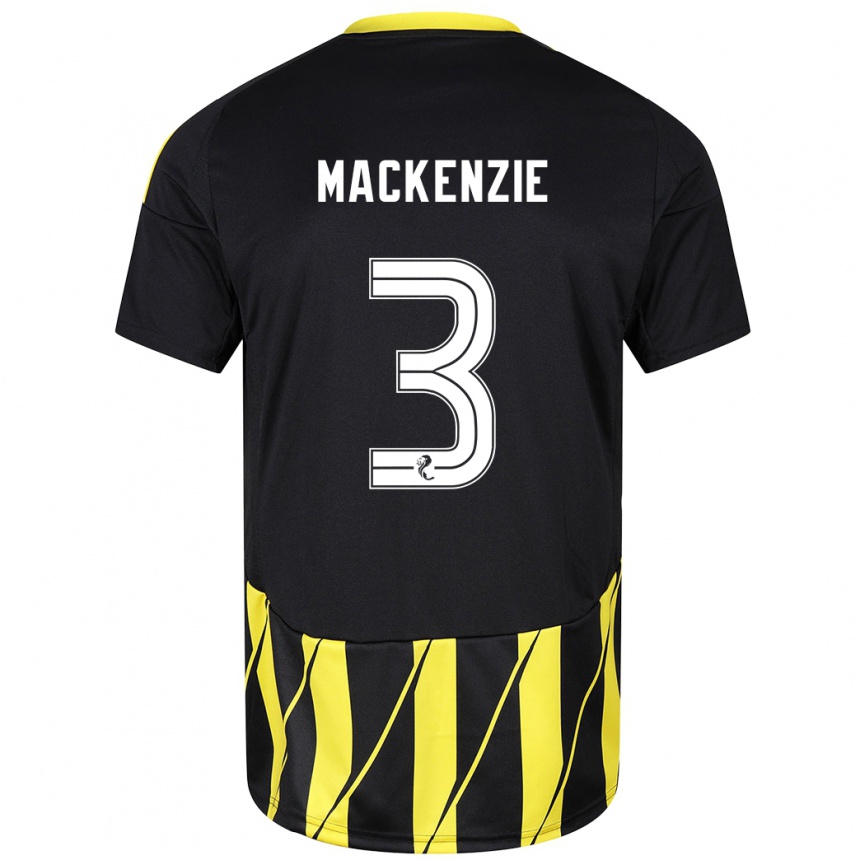 Gyermek Labdarúgás Jack Mackenzie #3 Fekete Sárga Idegenbeli Jersey 2024/25 Mez Póló Ing