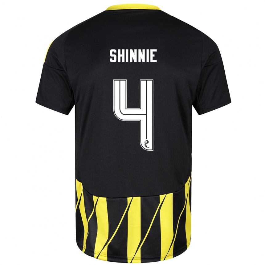 Gyermek Labdarúgás Graeme Shinnie #4 Fekete Sárga Idegenbeli Jersey 2024/25 Mez Póló Ing