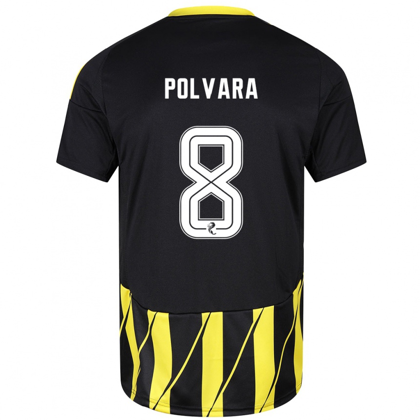 Gyermek Labdarúgás Dante Polvara #8 Fekete Sárga Idegenbeli Jersey 2024/25 Mez Póló Ing