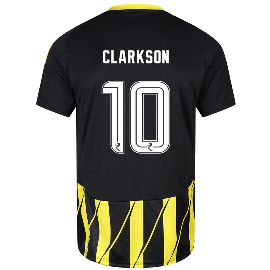 Gyermek Labdarúgás Leighton Clarkson #10 Fekete Sárga Idegenbeli Jersey 2024/25 Mez Póló Ing