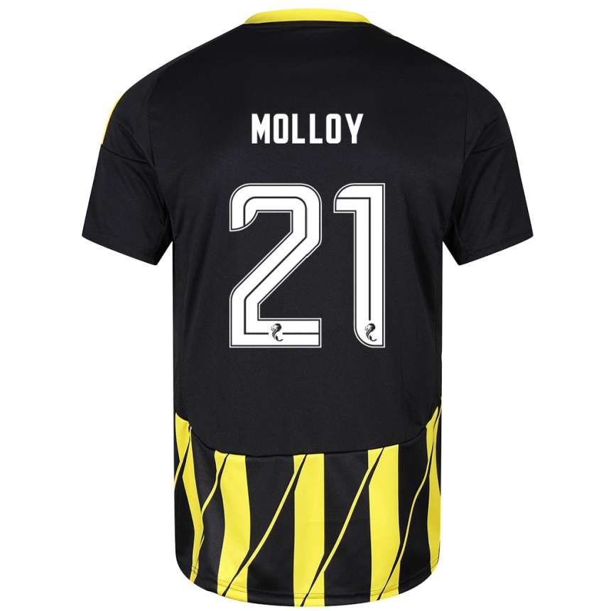 Gyermek Labdarúgás Gavin Molloy #21 Fekete Sárga Idegenbeli Jersey 2024/25 Mez Póló Ing