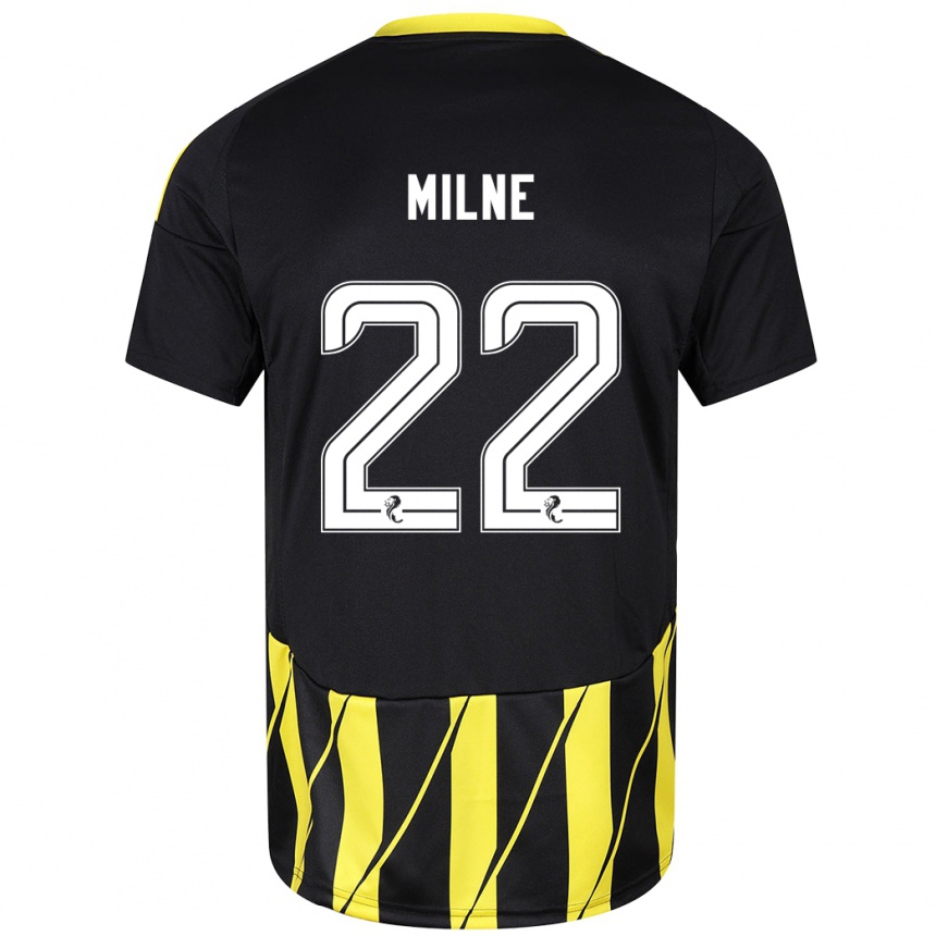 Gyermek Labdarúgás Jack Milne #22 Fekete Sárga Idegenbeli Jersey 2024/25 Mez Póló Ing