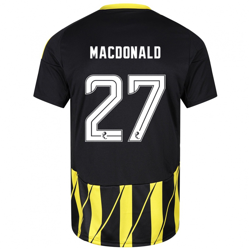 Gyermek Labdarúgás Angus Macdonald #27 Fekete Sárga Idegenbeli Jersey 2024/25 Mez Póló Ing