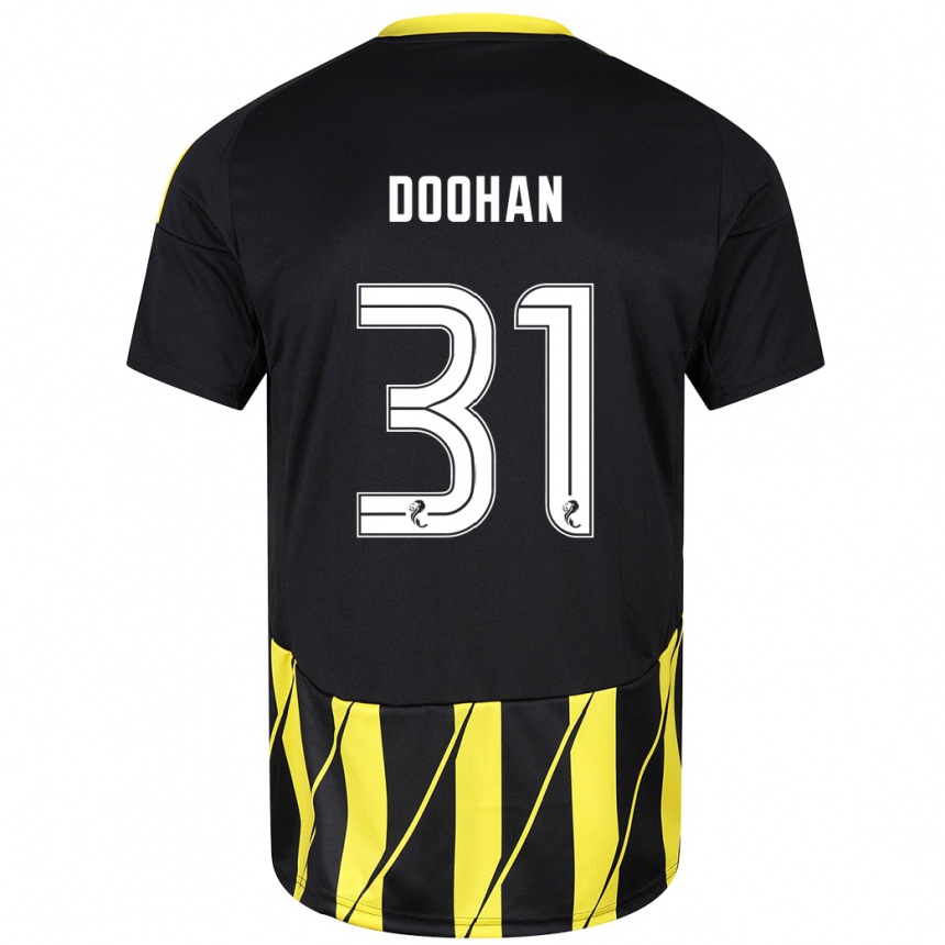 Gyermek Labdarúgás Ross Doohan #31 Fekete Sárga Idegenbeli Jersey 2024/25 Mez Póló Ing