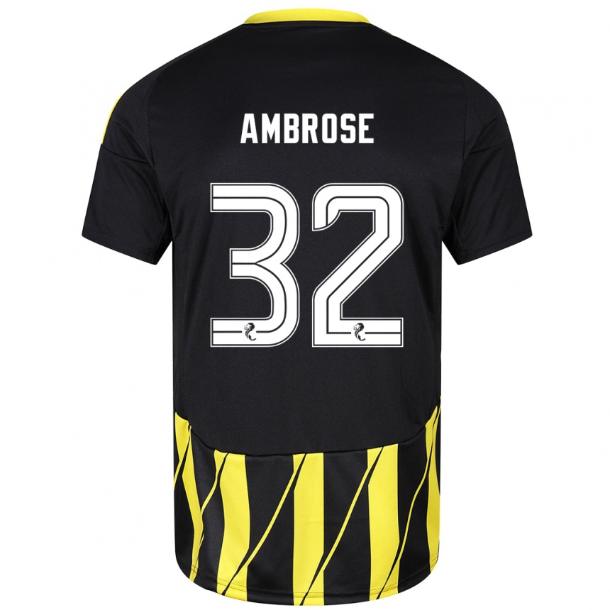 Gyermek Labdarúgás Peter Ambrose #32 Fekete Sárga Idegenbeli Jersey 2024/25 Mez Póló Ing