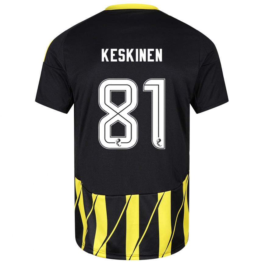 Gyermek Labdarúgás Topi Keskinen #81 Fekete Sárga Idegenbeli Jersey 2024/25 Mez Póló Ing