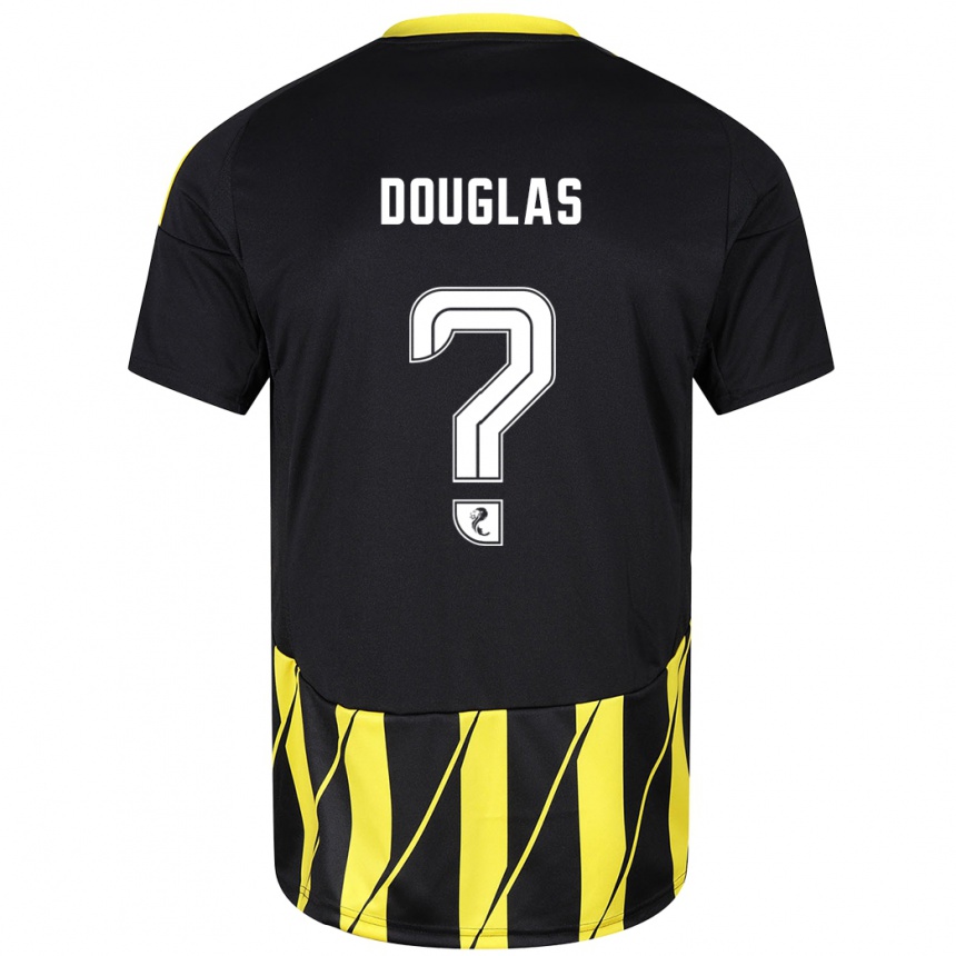 Gyermek Labdarúgás Connor Douglas #0 Fekete Sárga Idegenbeli Jersey 2024/25 Mez Póló Ing