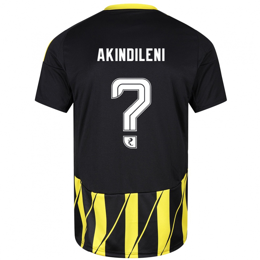 Gyermek Labdarúgás Timothy Akindileni #0 Fekete Sárga Idegenbeli Jersey 2024/25 Mez Póló Ing