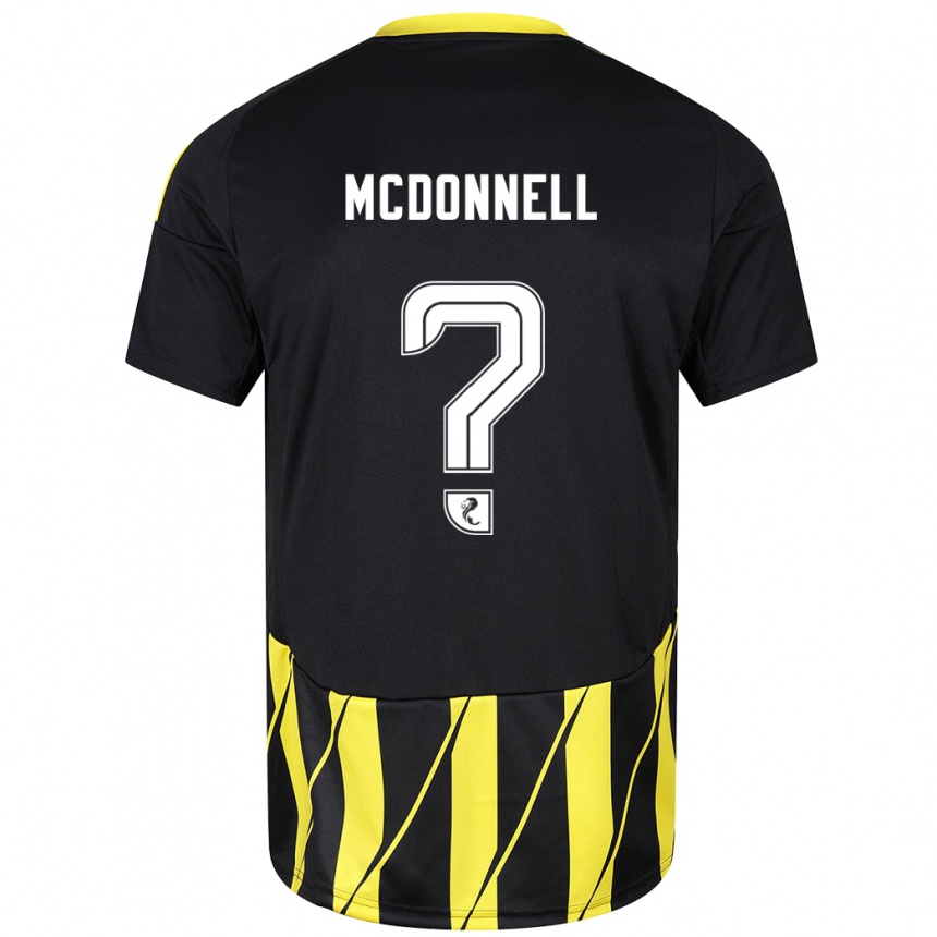 Gyermek Labdarúgás Noah Mcdonnell #0 Fekete Sárga Idegenbeli Jersey 2024/25 Mez Póló Ing