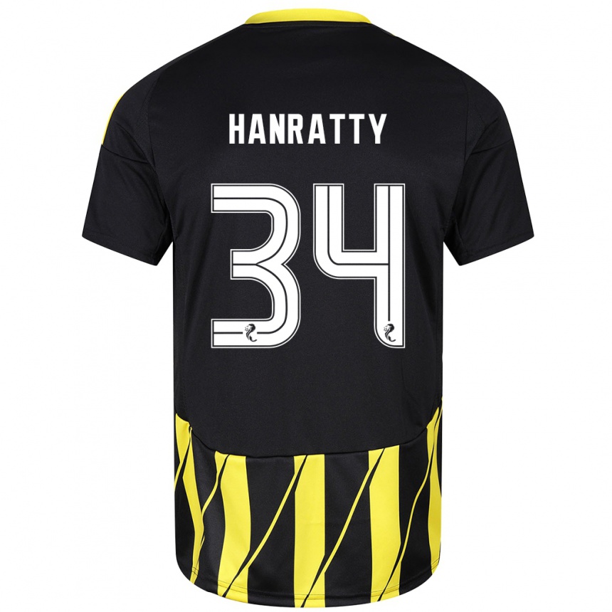 Gyermek Labdarúgás Kevin Hanratty #34 Fekete Sárga Idegenbeli Jersey 2024/25 Mez Póló Ing