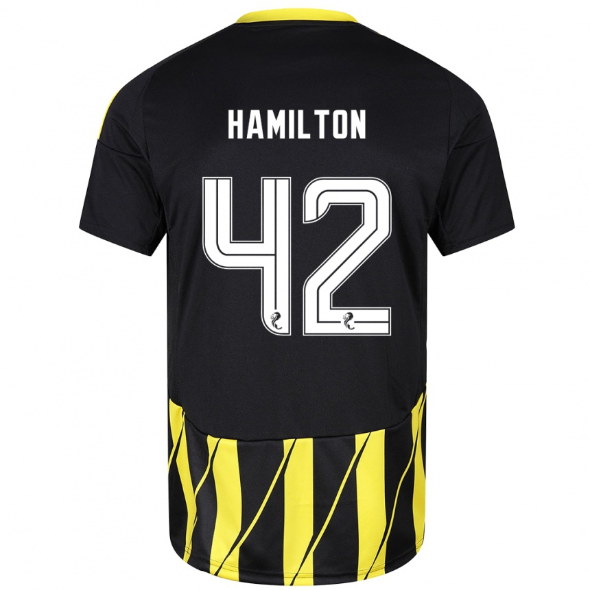 Gyermek Labdarúgás Brendan Hamilton #42 Fekete Sárga Idegenbeli Jersey 2024/25 Mez Póló Ing