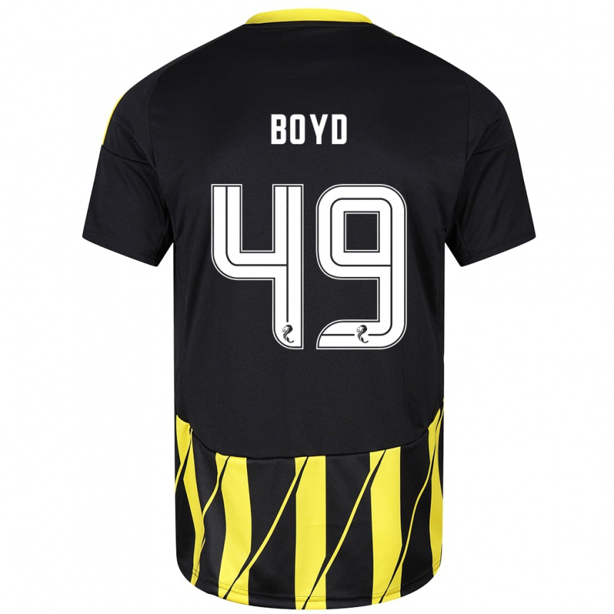 Gyermek Labdarúgás Fletcher Boyd #49 Fekete Sárga Idegenbeli Jersey 2024/25 Mez Póló Ing