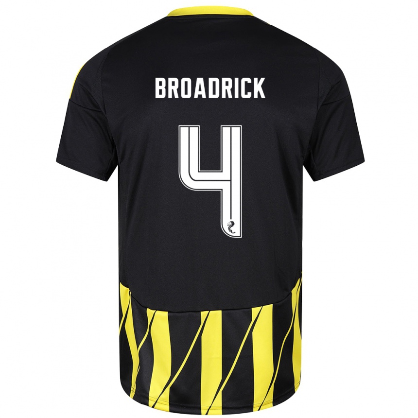 Gyermek Labdarúgás Jessica Broadrick #4 Fekete Sárga Idegenbeli Jersey 2024/25 Mez Póló Ing