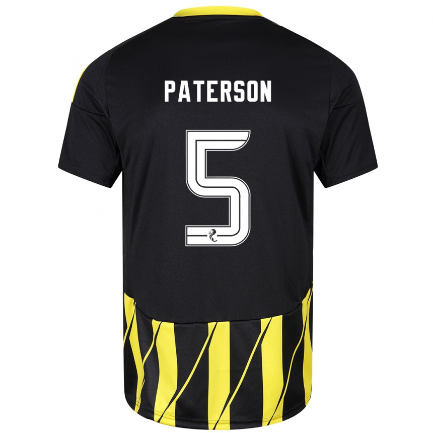 Gyermek Labdarúgás Donna Paterson #5 Fekete Sárga Idegenbeli Jersey 2024/25 Mez Póló Ing