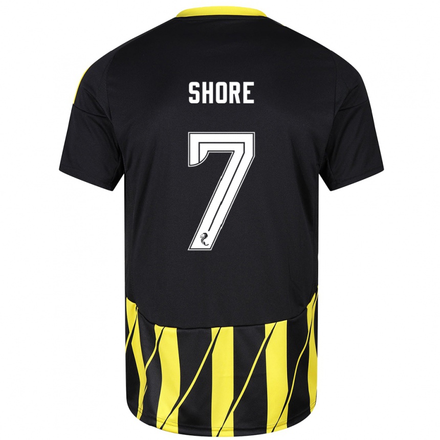 Gyermek Labdarúgás Eilidh Shore #7 Fekete Sárga Idegenbeli Jersey 2024/25 Mez Póló Ing