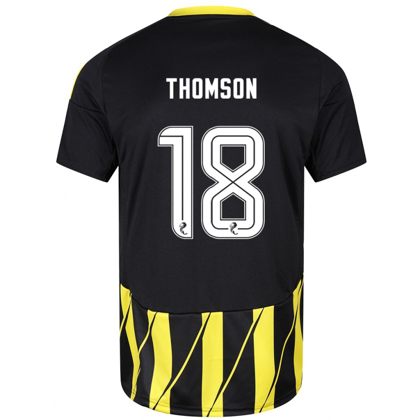 Gyermek Labdarúgás Eva Thomson #18 Fekete Sárga Idegenbeli Jersey 2024/25 Mez Póló Ing