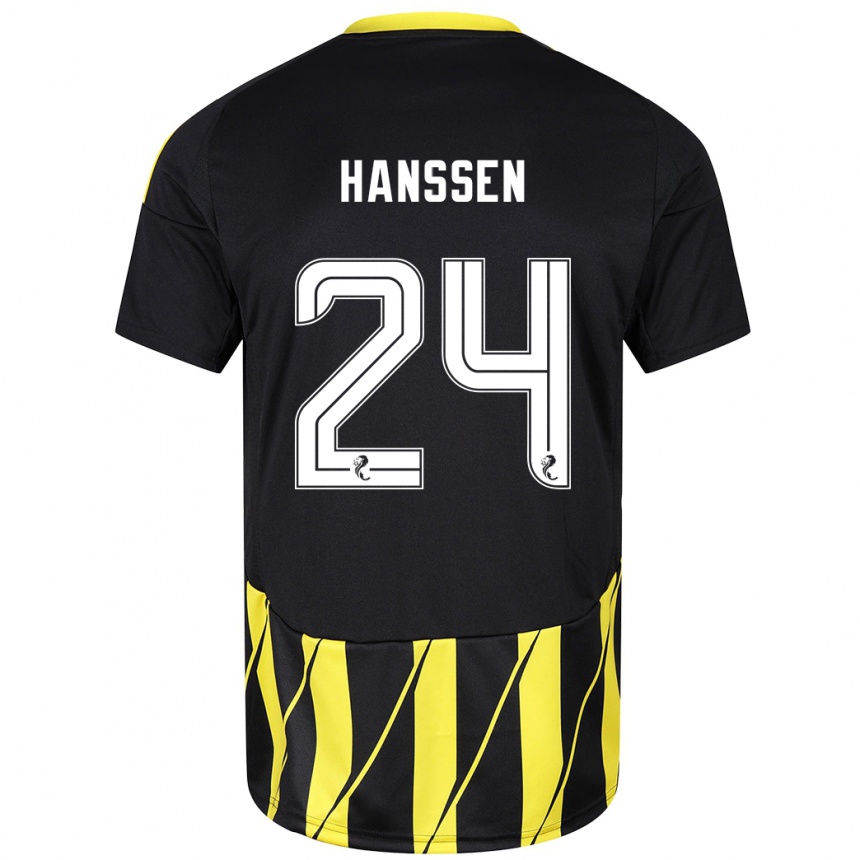 Gyermek Labdarúgás Nadine Hanssen #24 Fekete Sárga Idegenbeli Jersey 2024/25 Mez Póló Ing