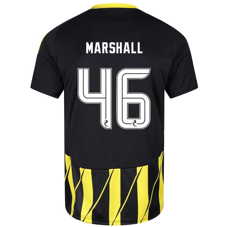 Gyermek Labdarúgás Findlay Marshall #46 Fekete Sárga Idegenbeli Jersey 2024/25 Mez Póló Ing